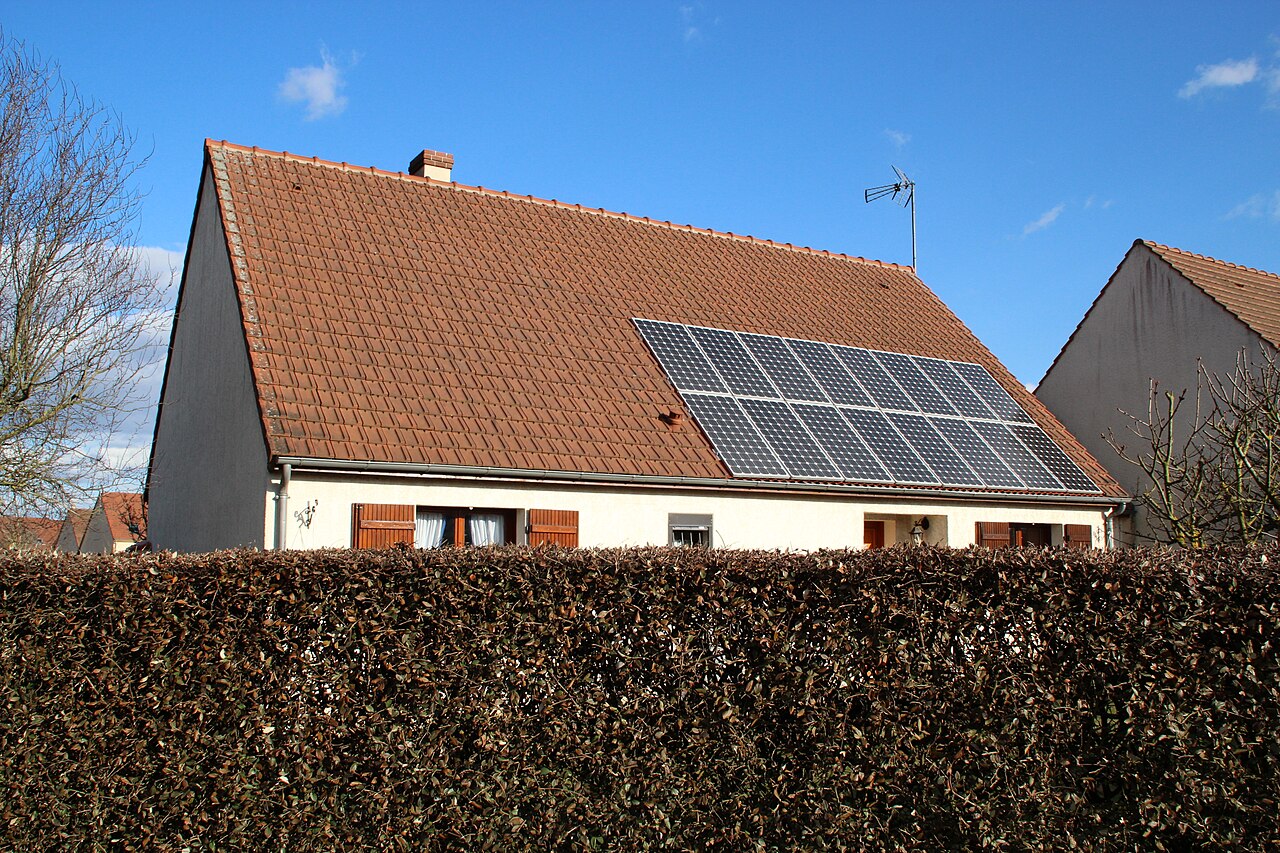 Residential solar panels installed on a house roof in Gilbert, Arizona